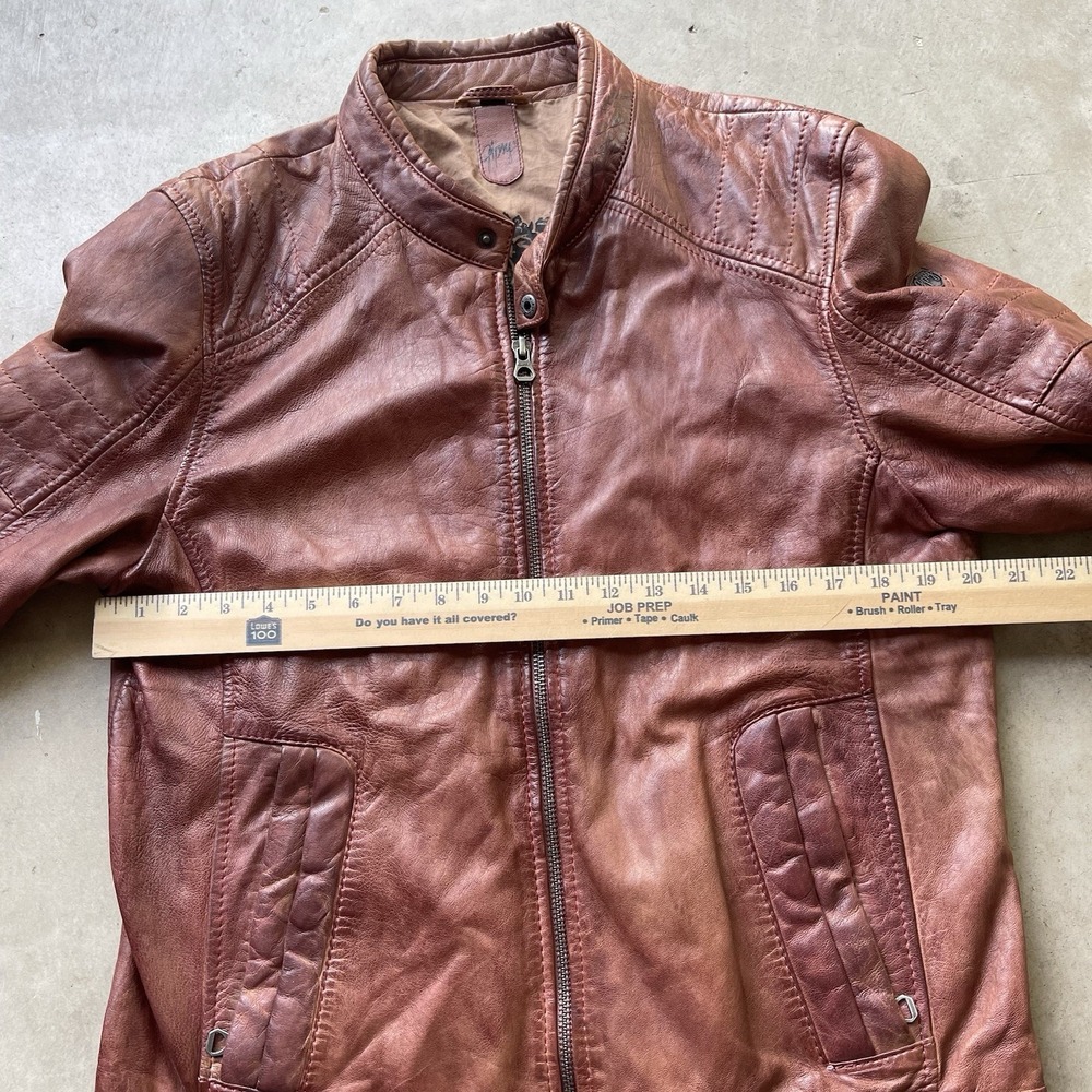 Vintage Distressed Brown Genuine Leather Biker Jacket Gipsy Shoulder Moto Y2K - Picture 5 of 7